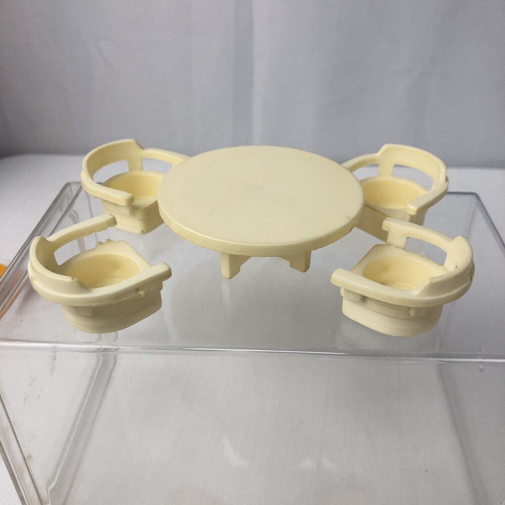 Vintage Fisher Price Little People Furniture Set, White Table And 4 Chairs